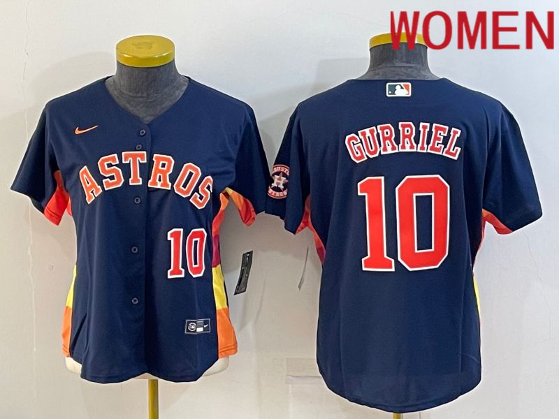 Women Houston Astros 10 Gurriel Blue Game Nike 2022 MLB Jersey